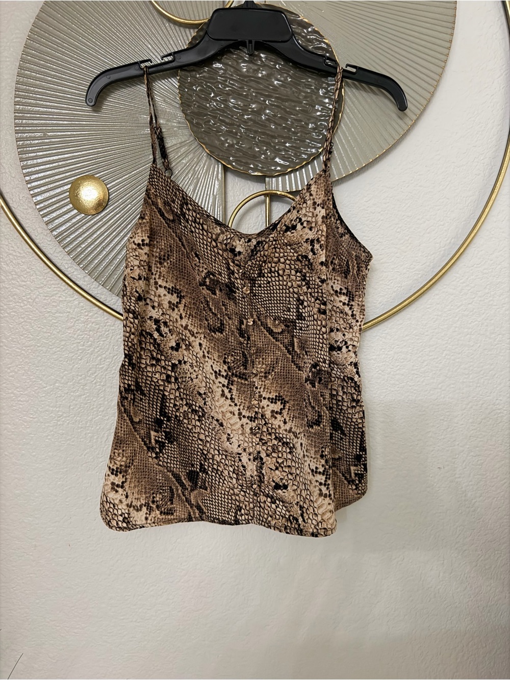 Sanctuary Brown Snake-Print Satin Cami